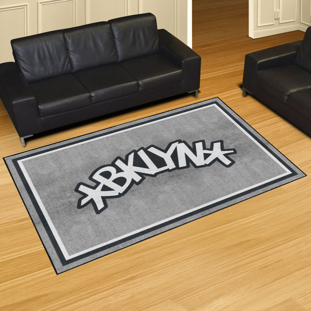 Brooklyn Nets 5x8 Area Rug - 2nd Logo