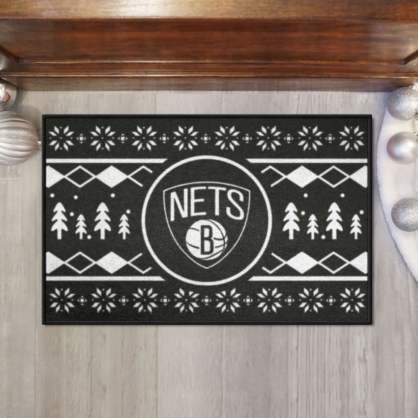 Brooklyn Nets HOLIDAY SWEATER 20 x 30 STARTER Floor Mat