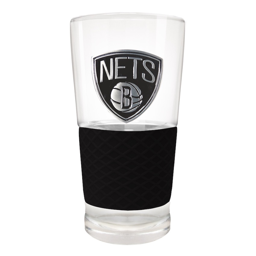 Brooklyn Nets 22 oz Pilsner Glass with Silicone Grip