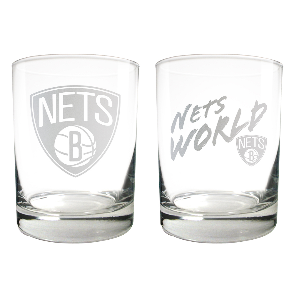 Brooklyn Nets 2pc Rocks Glass Set