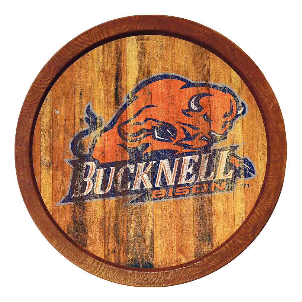 Bucknell Bison Weathered FAUX Barrel Top Sign