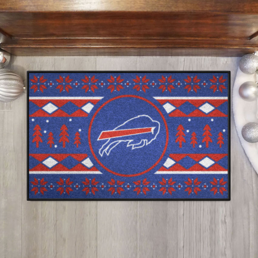 Buffalo Bills Holiday Sweater Themed 20 x 30 STARTER Floor Mat