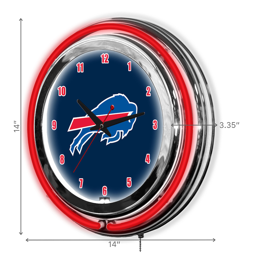 Buffalo Bills Chrome NEON Clock 14 inch