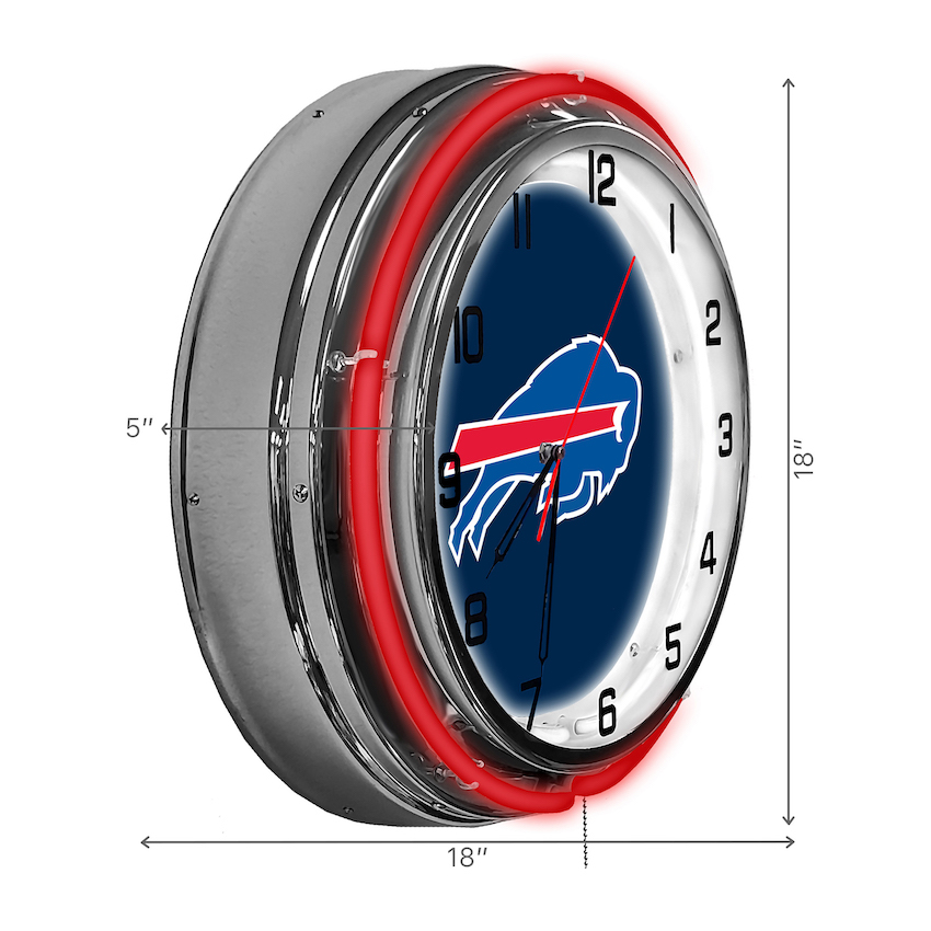 Buffalo Bills Chrome NEON Clock 18 inch