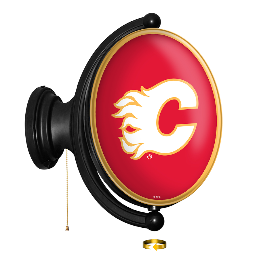 Calgary Flames LED Rotating Wall Sign ~ OVAL