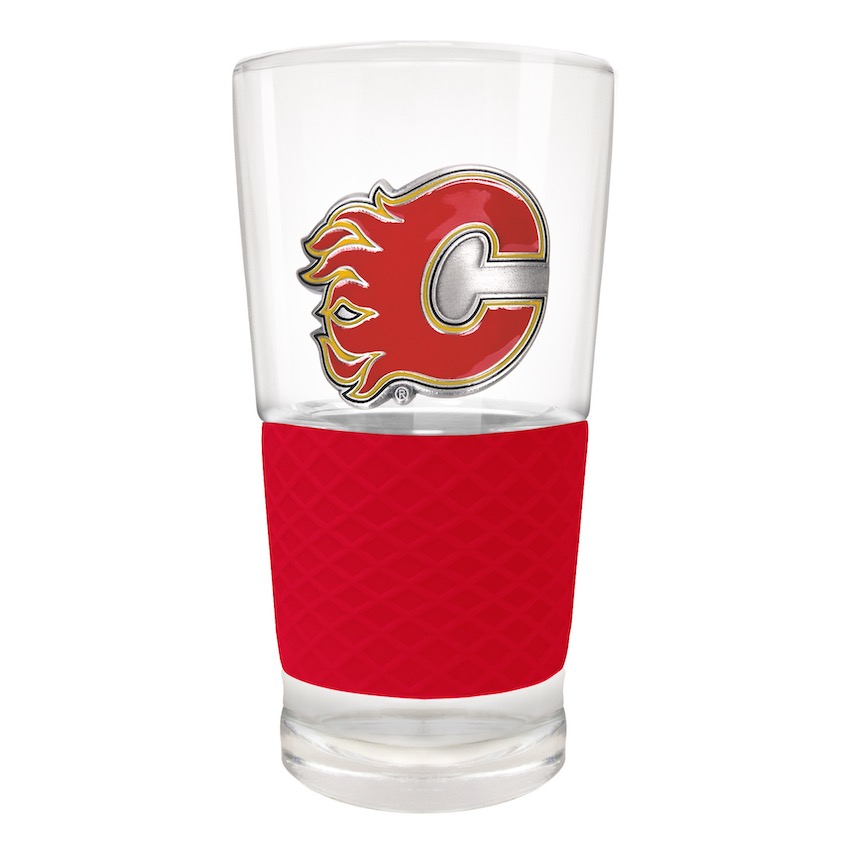 Calgary Flames 22 oz Pilsner Glass with Silicone Grip