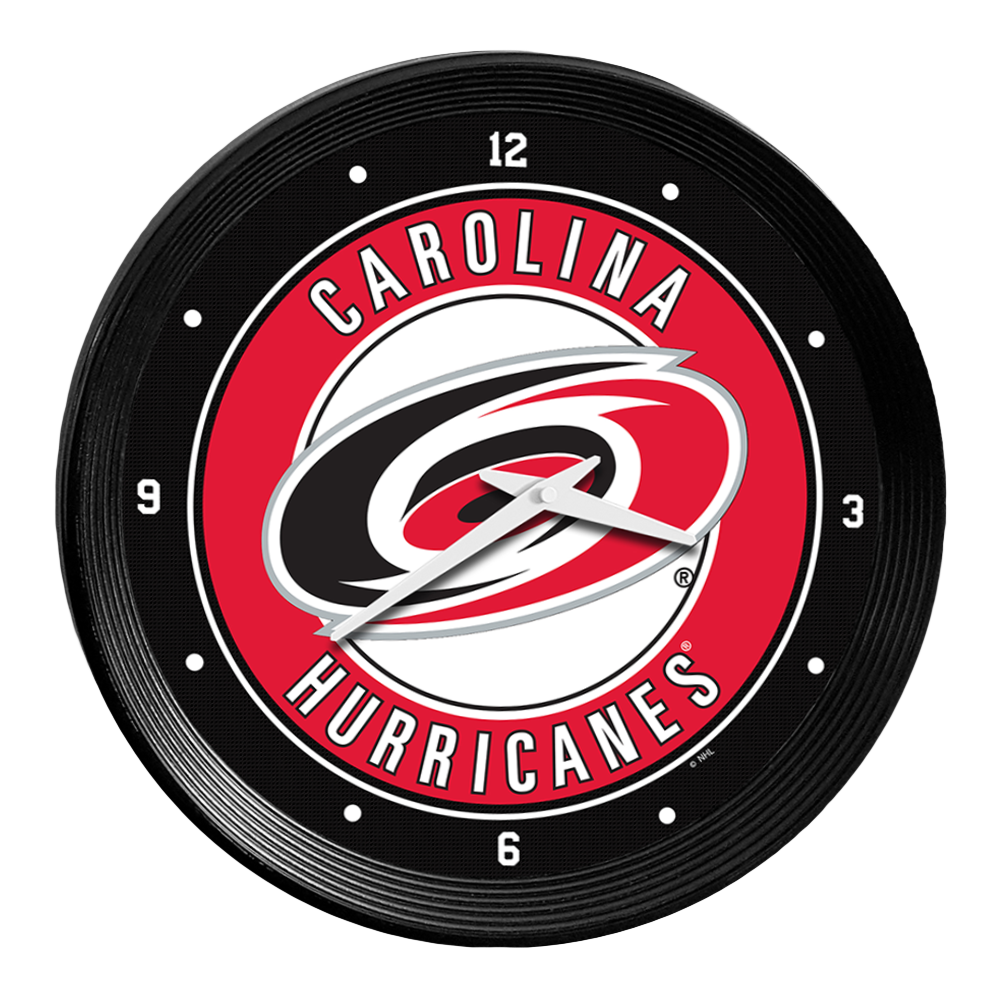 Carolina Hurricanes Ribbed Frame Wall Clock