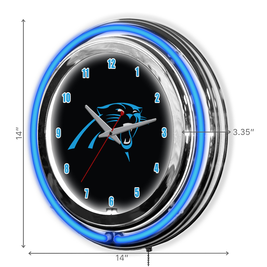 Carolina Panthers Chrome NEON Clock 14 inch