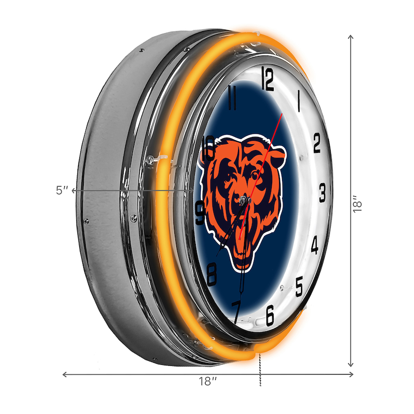 Chicago Bears Chrome NEON Clock 18 inch
