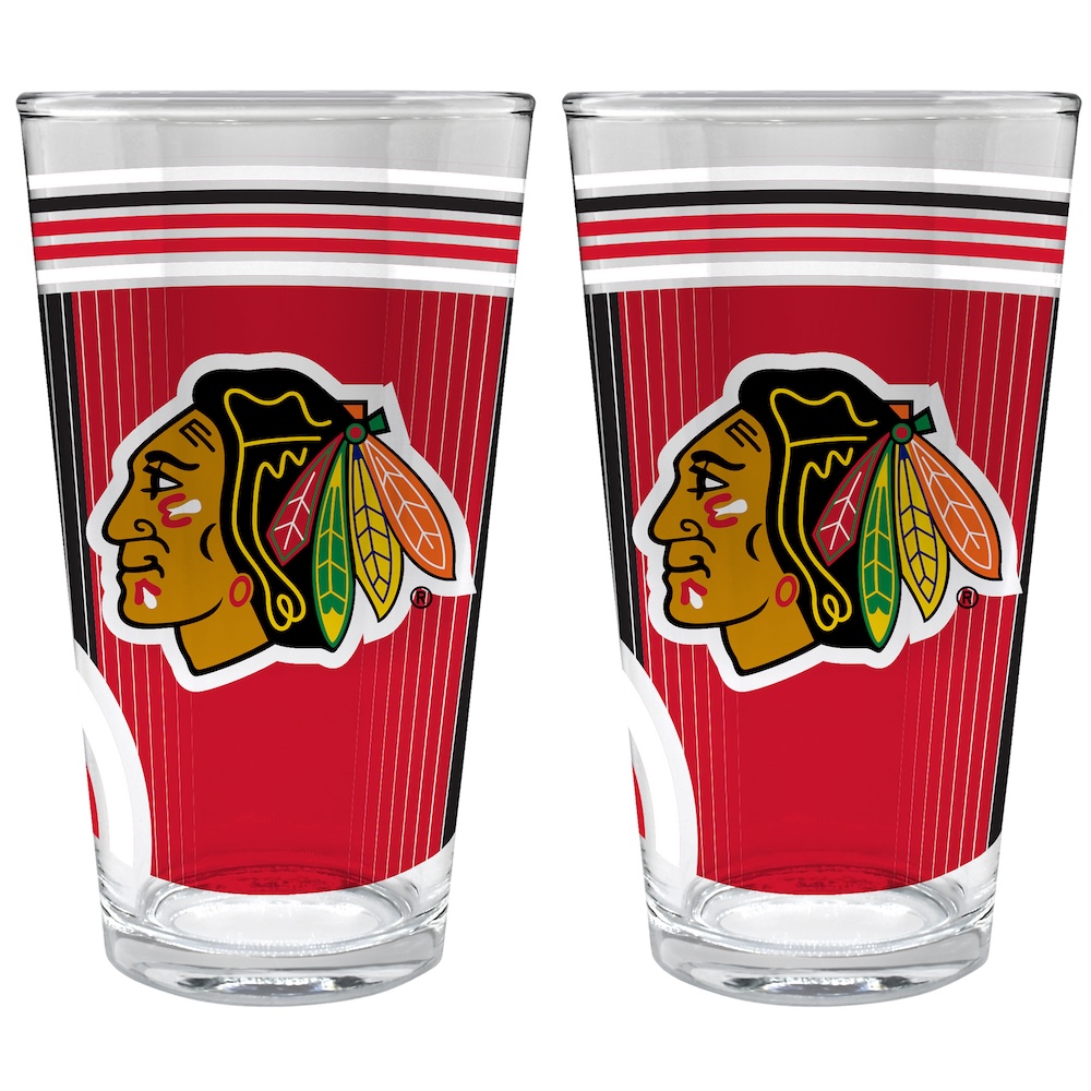 Chicago Blackhawks COOL VIBES 2 pc Pint Glass Set