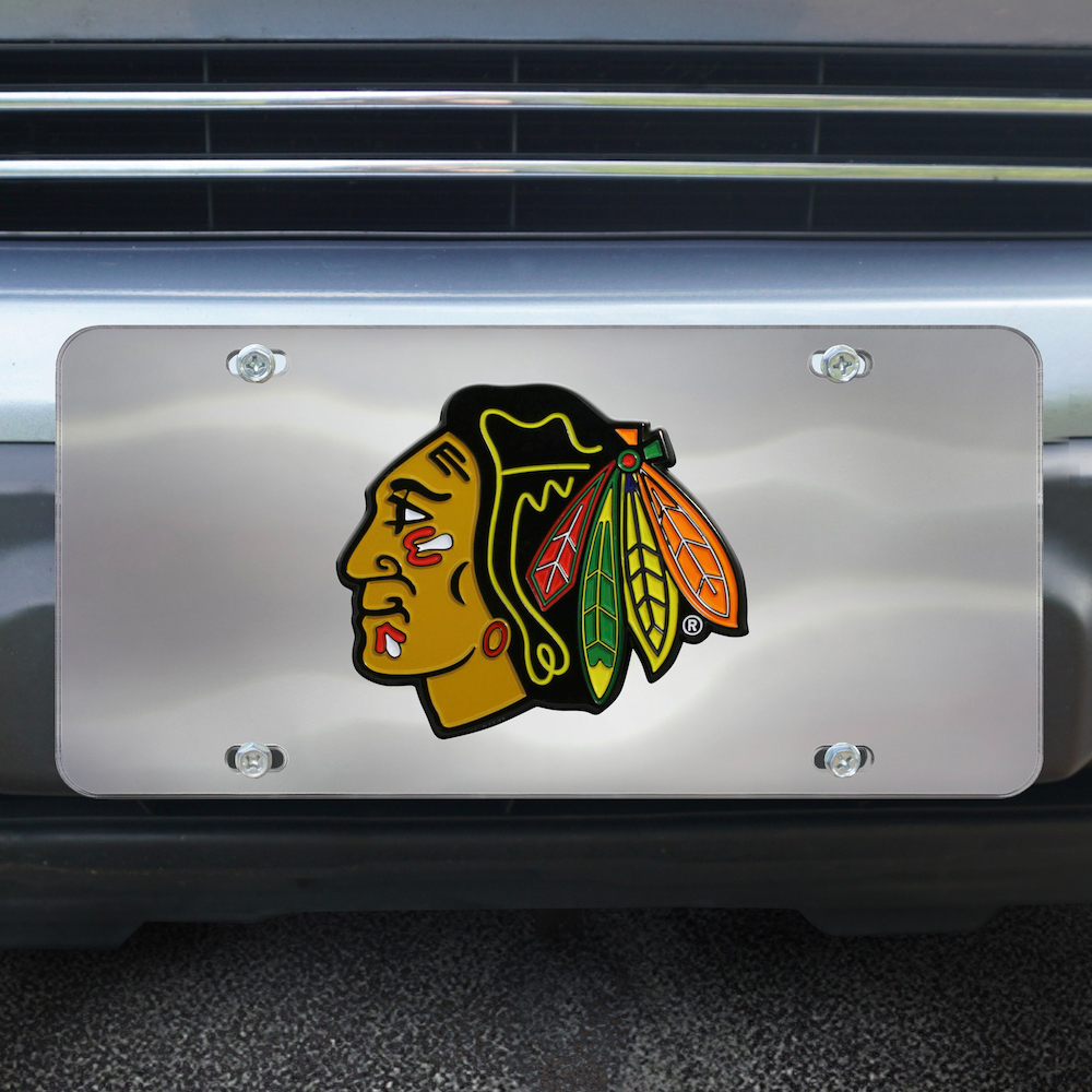 Chicago Blackhawks Stainless Steel Die-cast License Plate