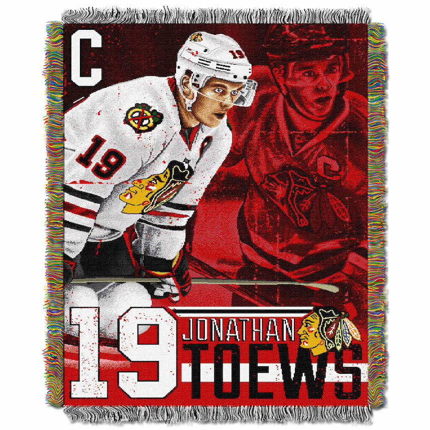 Chicago Blackhawks Johnathan Toews Player Tapestry Blanket 48 x 60