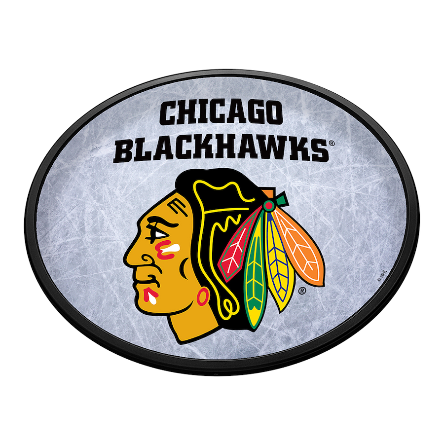 Chicago Blackhawks Slimline Oval LED Wall Sign ~ ICE RINK