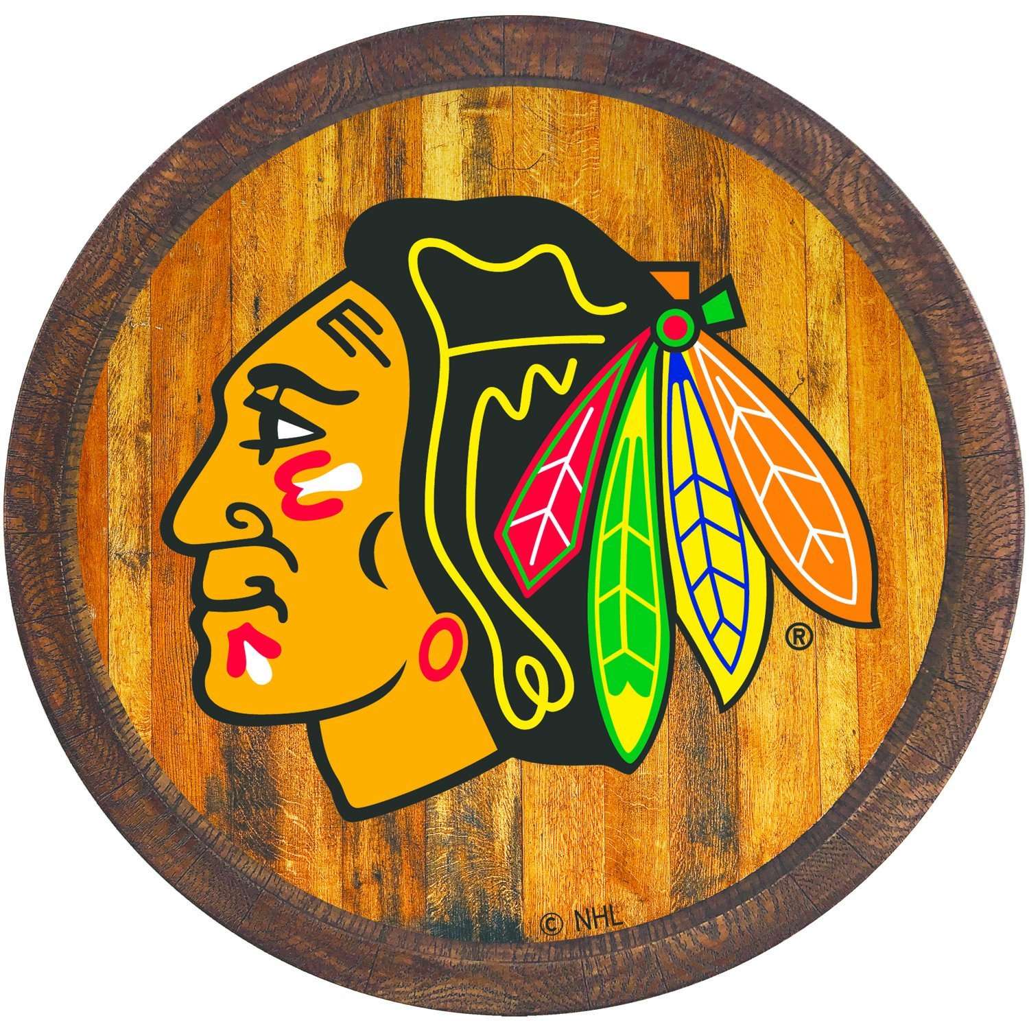 Chicago Blackhawks FAUX Barrel Top Sign