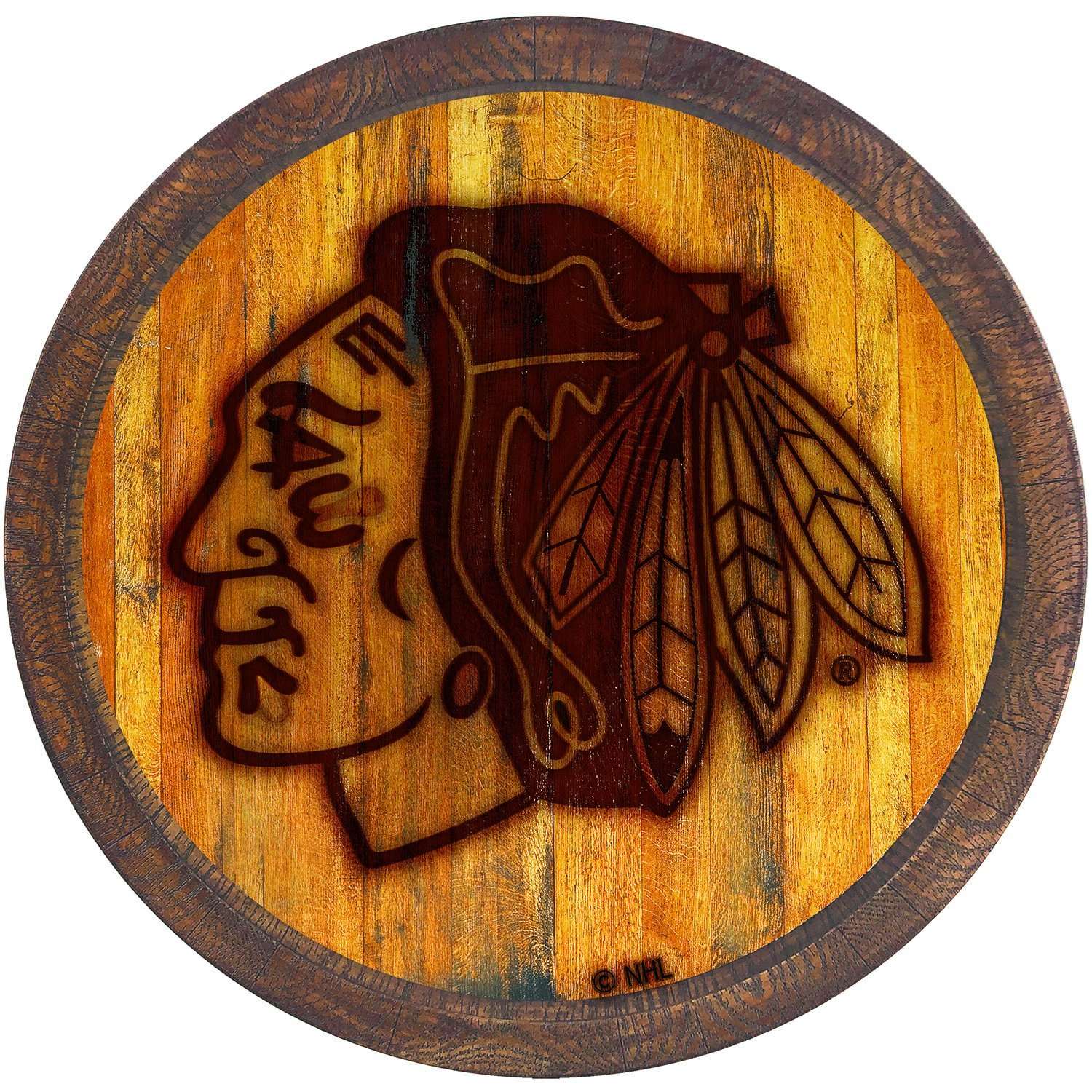 Chicago Blackhawks Branded FAUX Barrel Top Sign