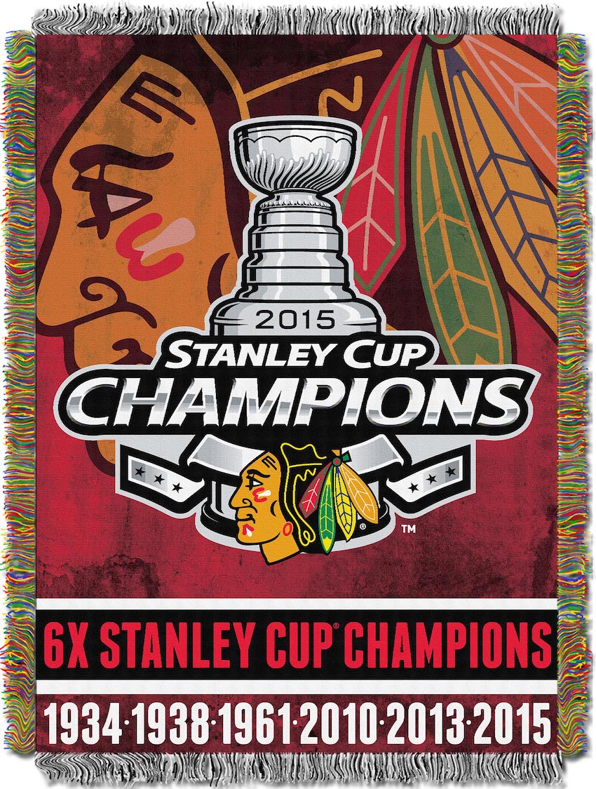 Chicago Blackhawks Commemorative Stanley Cup Tapestry Throw