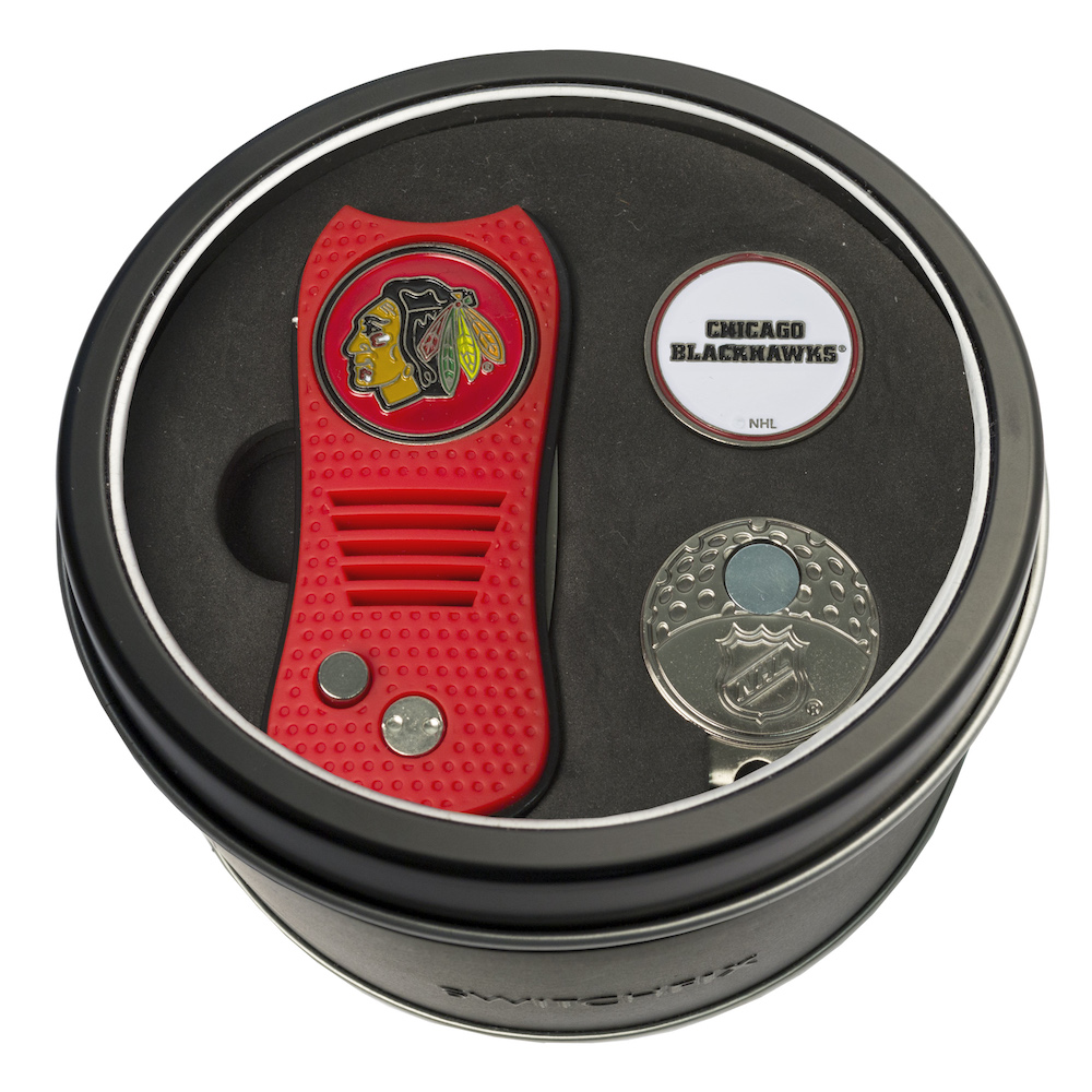 Chicago Blackhawks Switchblade Divot Tool Cap Clip and Ball Marker Gift Pack