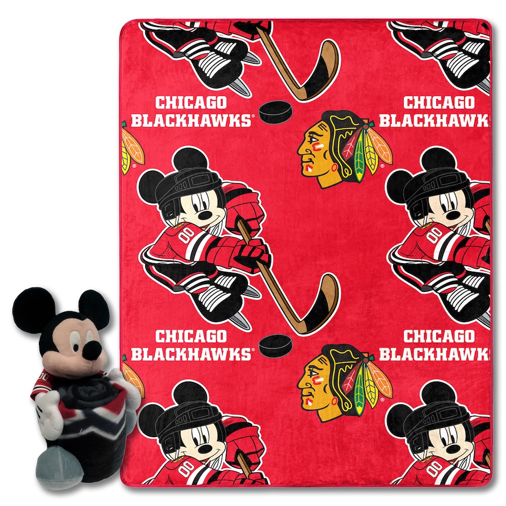Chicago Blackhawks Disney Mickey Mouse Hugger and Silk Blanket Set
