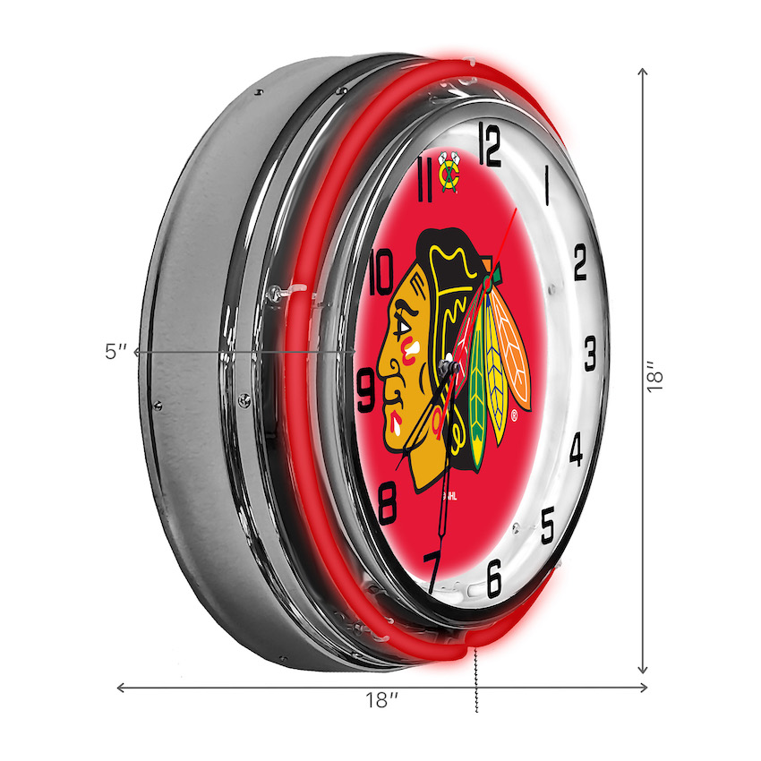 Chicago Blackhawks Chrome NEON Clock 18 inch