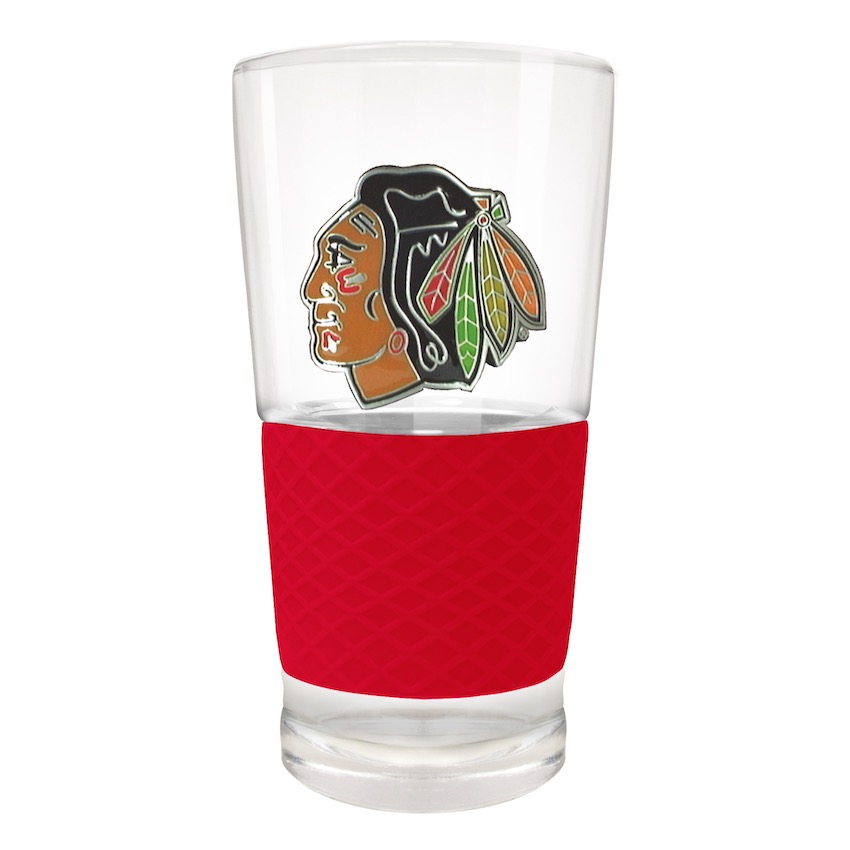 Chicago Blackhawks 22 oz Pilsner Glass with Silicone Grip