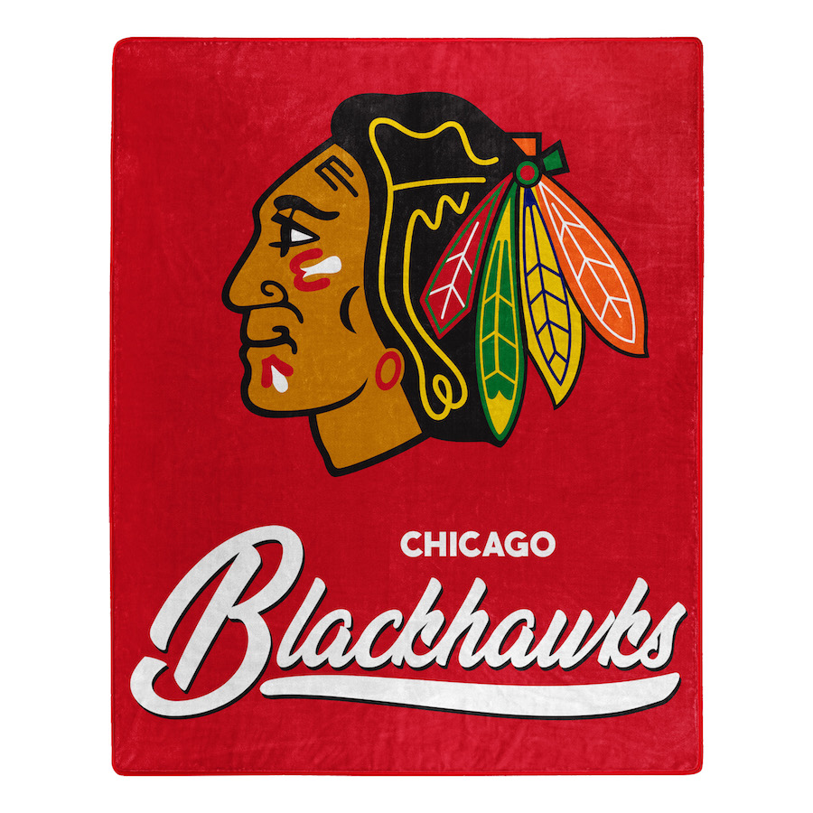 Chicago Blackhawks Plush Fleece Raschel Blanket 50 x 60