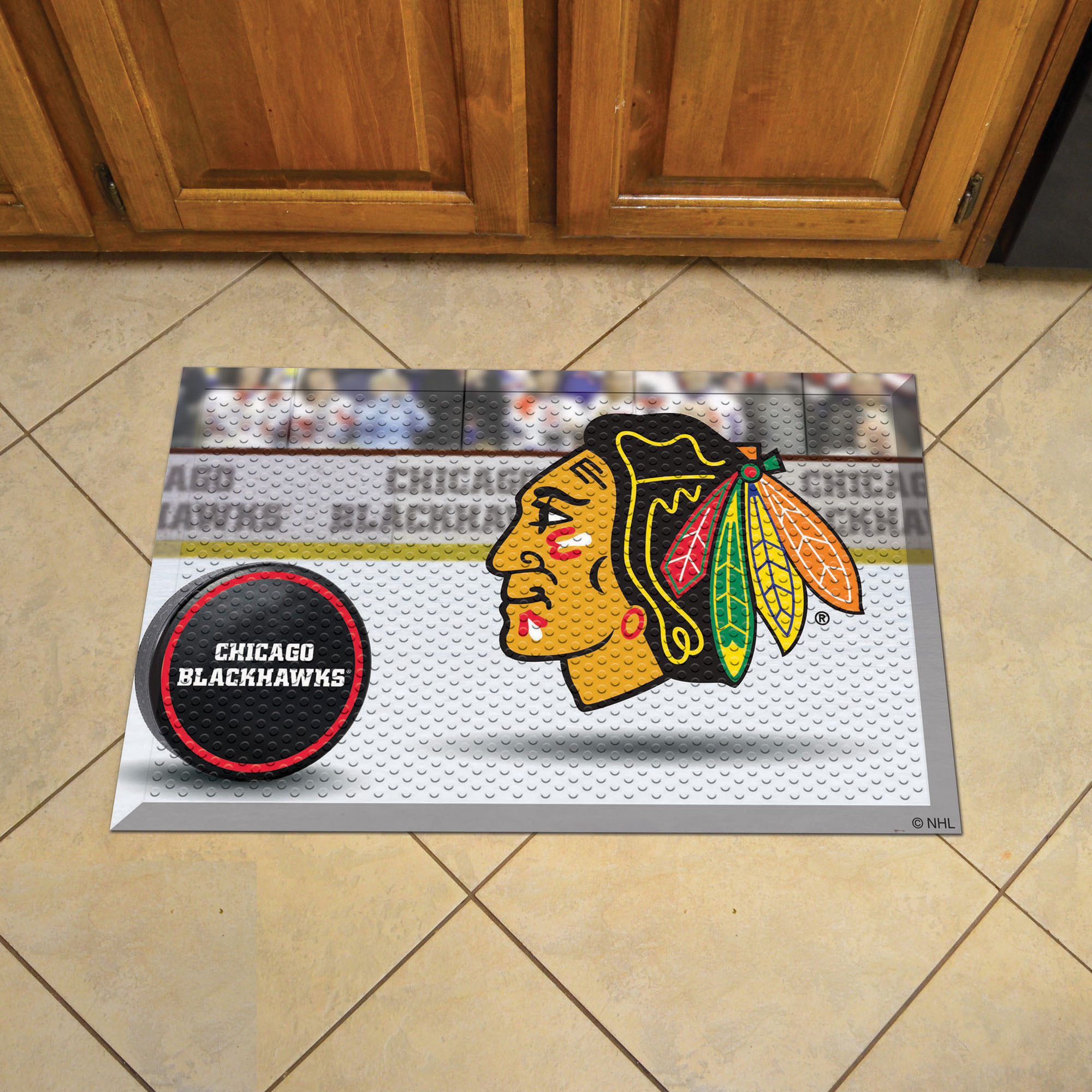 Chicago Blackhawks Puck Style SCRAPER Door Mat