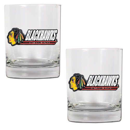 Chicago Blackhawks NHL Logo 2pc Rocks Glass Set