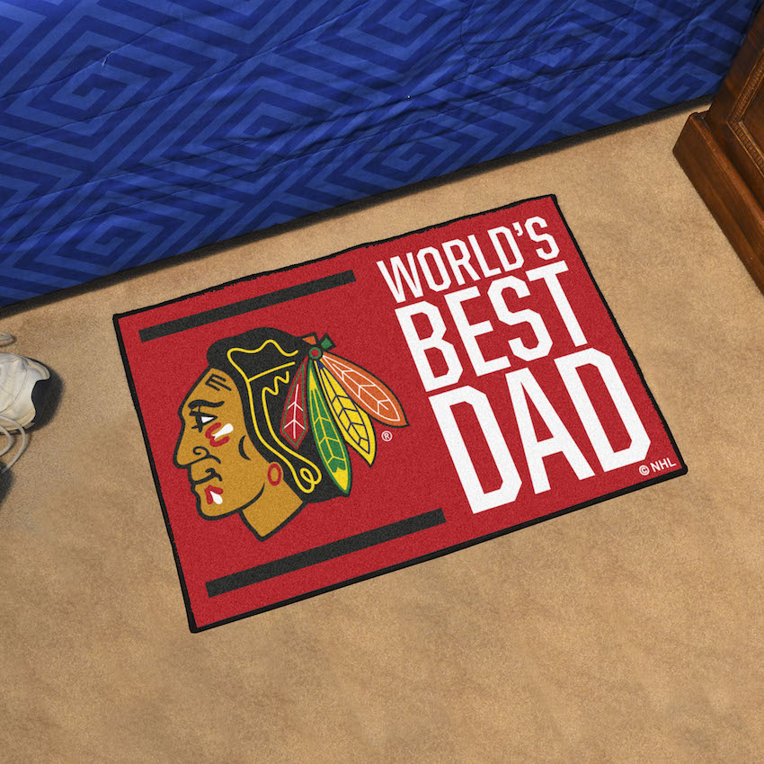 Chicago Blackhawks 20 x 30 WORLDS BEST DAD Floor Mat