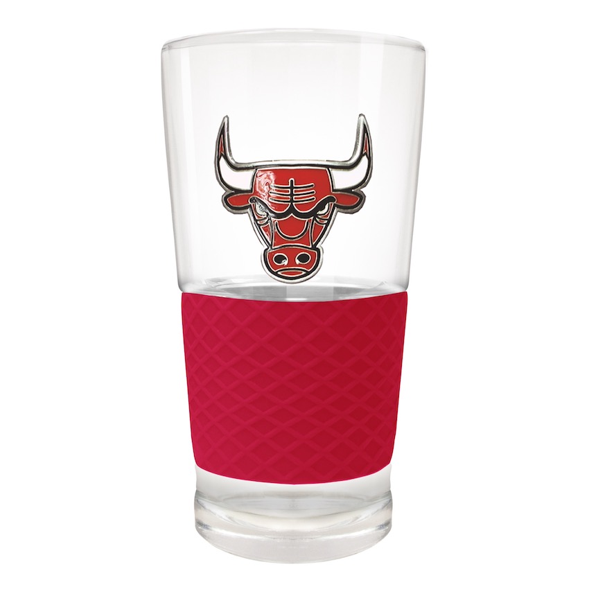 Chicago Bulls 22 oz Pilsner Glass with Silicone Grip