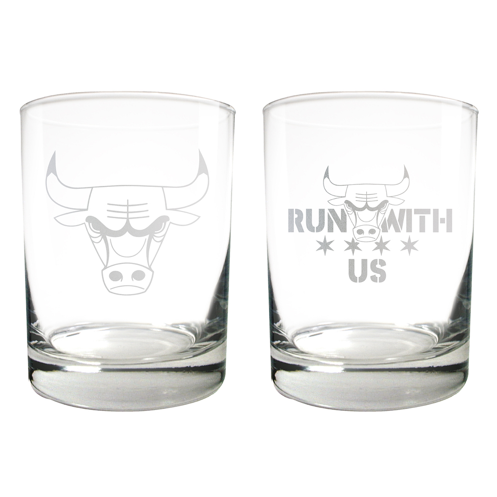 Chicago Bulls 2pc Rocks Glass Set