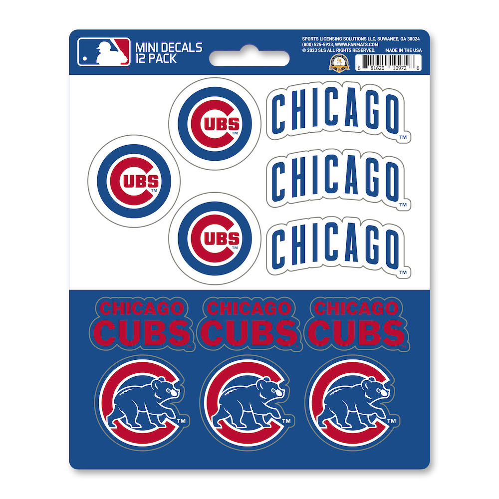 Chicago Cubs Team Logo Mini Decal 12 Pack