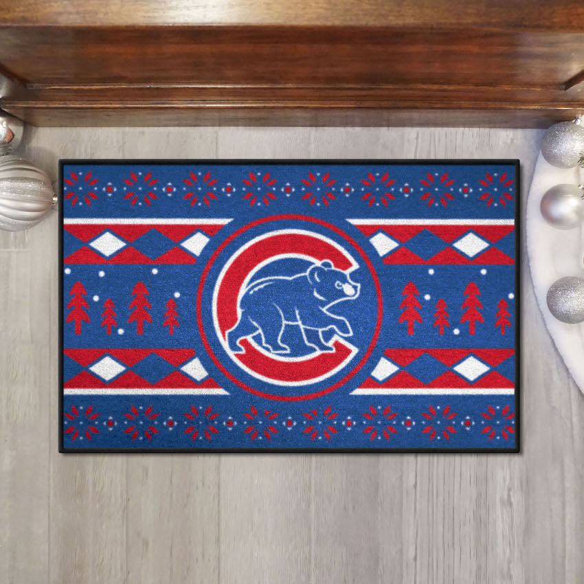 Chicago Cubs ALT LOGO Holiday Sweater Themed 20 x 30 STARTER Floor Mat