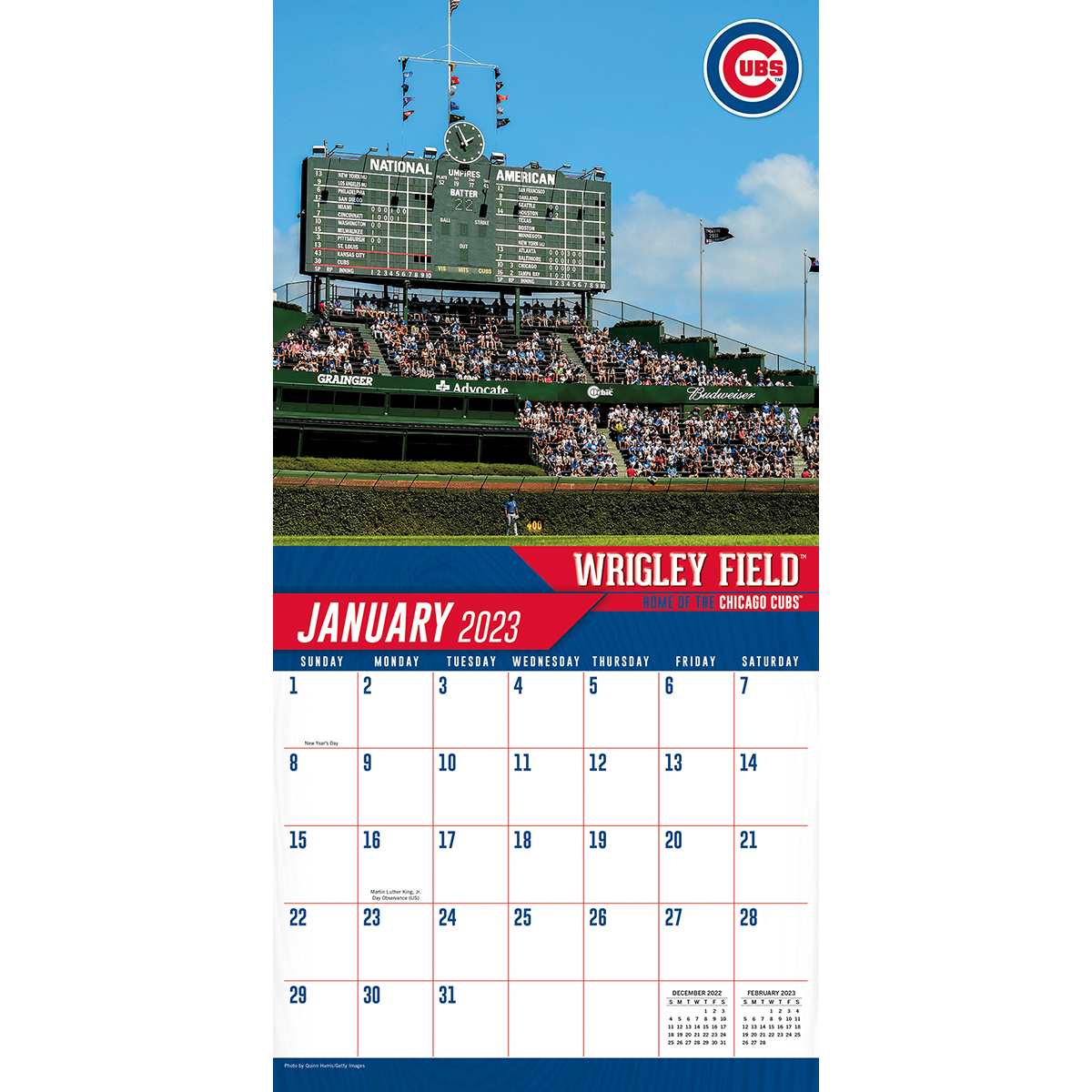 Chicago Cubs Wrigley Field 2025 Wall Calendar