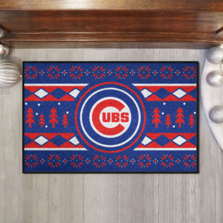 Chicago Cubs Holiday Sweater Themed 20 x 30 STARTER Floor Mat