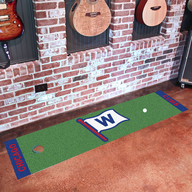 Chicago Cubs FLY THE W Putting Green Mat 18 x 72