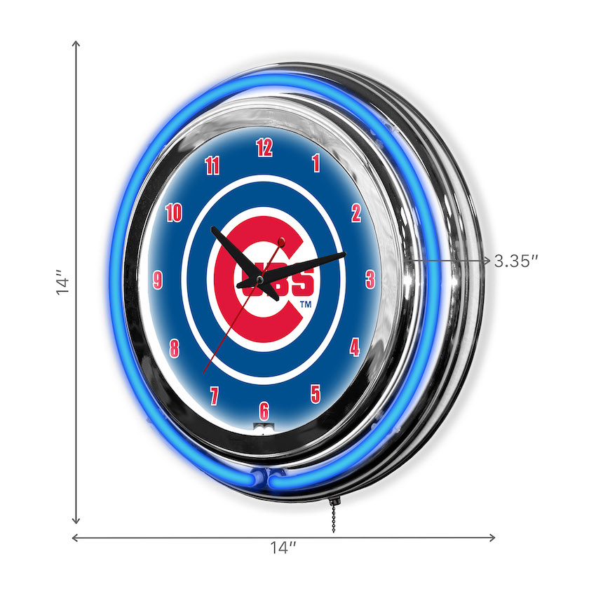 Chicago Cubs Chrome NEON Clock 14 inch