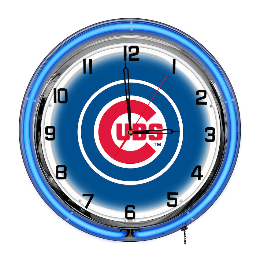 Chicago Cubs Chrome NEON Clock 18 inch