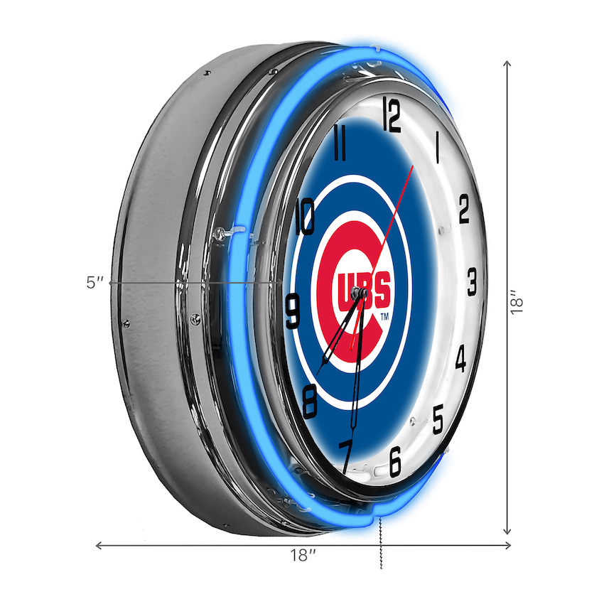 Chicago Cubs Chrome NEON Clock 18 inch