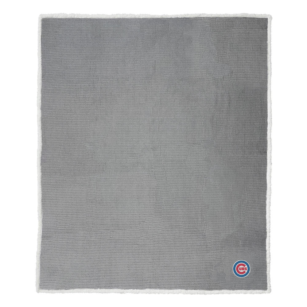 Chicago Cubs Waffle Sherpa Throw Blanket