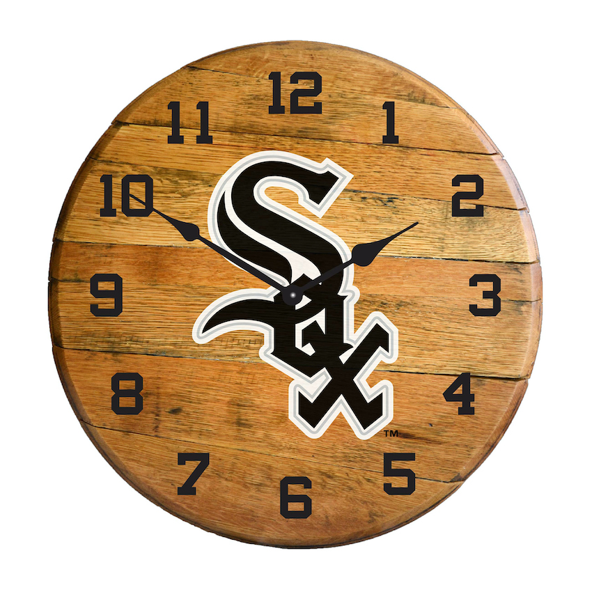 Chicago White Sox Oak Barrel Clock