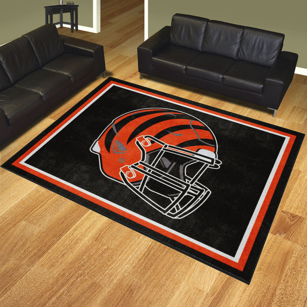 Cincinnati Bengals Ultra Plush 8x10 Area Rug - Helmet Logo