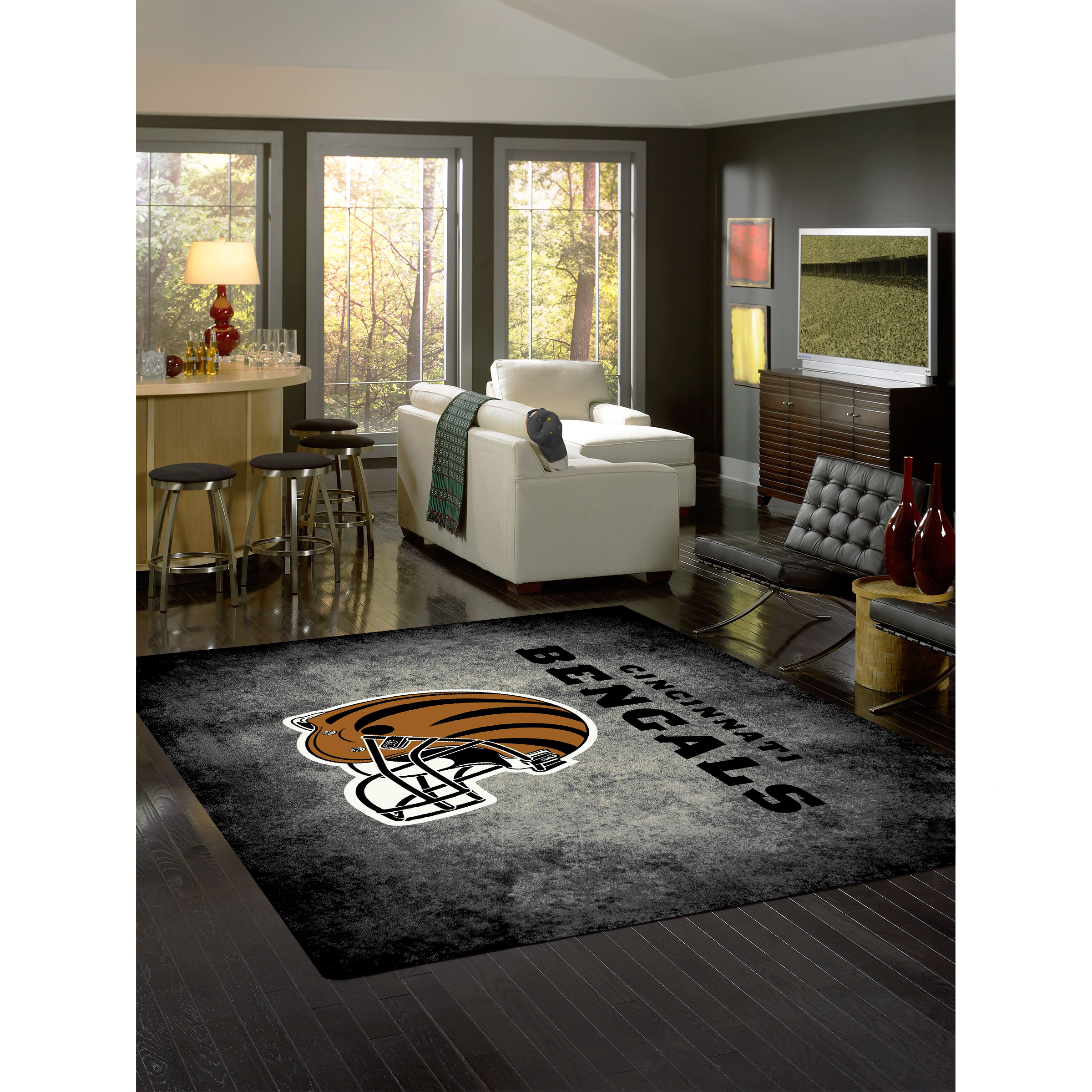 Cincinnati Bengals 4 X 6 DISTRESSED Rug