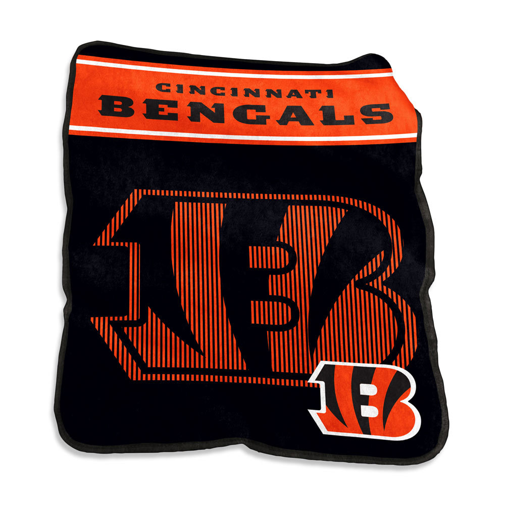 Cincinnati Bengals LARGE Logo Raschel Blanket