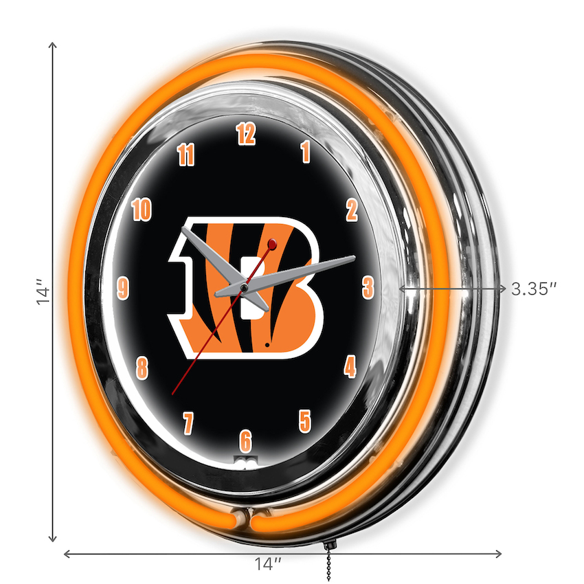 Cincinnati Bengals Chrome NEON Clock 14 inch