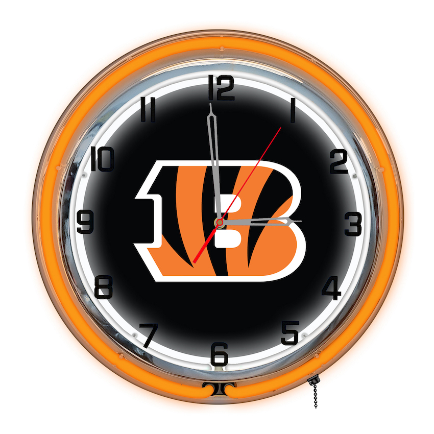 Cincinnati Bengals Chrome NEON Clock 18 inch