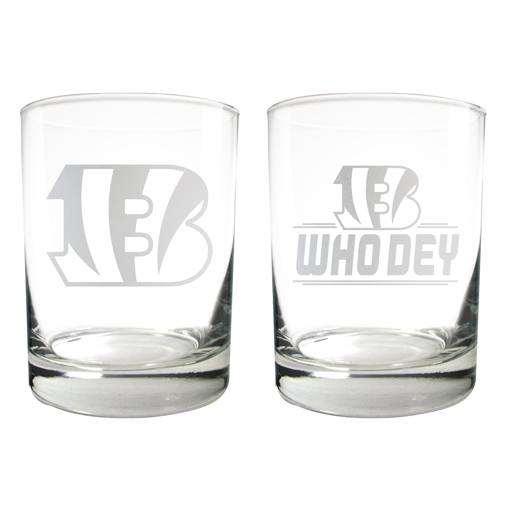 Cincinnati Bengals 2pc Rocks Glass Set