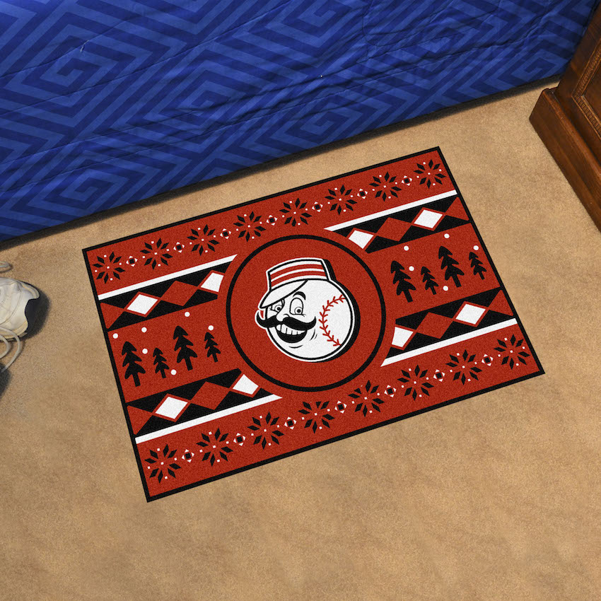 Cincinnati Reds ALT LOGO Holiday Sweater Themed 20 x 30 STARTER Floor Mat