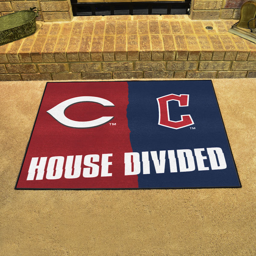 MLB House Divided Rivalry Rug Cincinnati Reds - Cleveland Guardians
