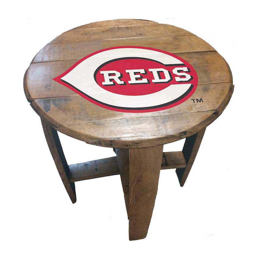 Cincinnati Reds Oak Barrel Table