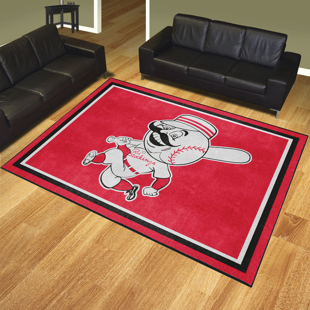 Cincinnati Reds MLBCC Vintage Ultra Plush 8x10 Area Rug Throwback Logo